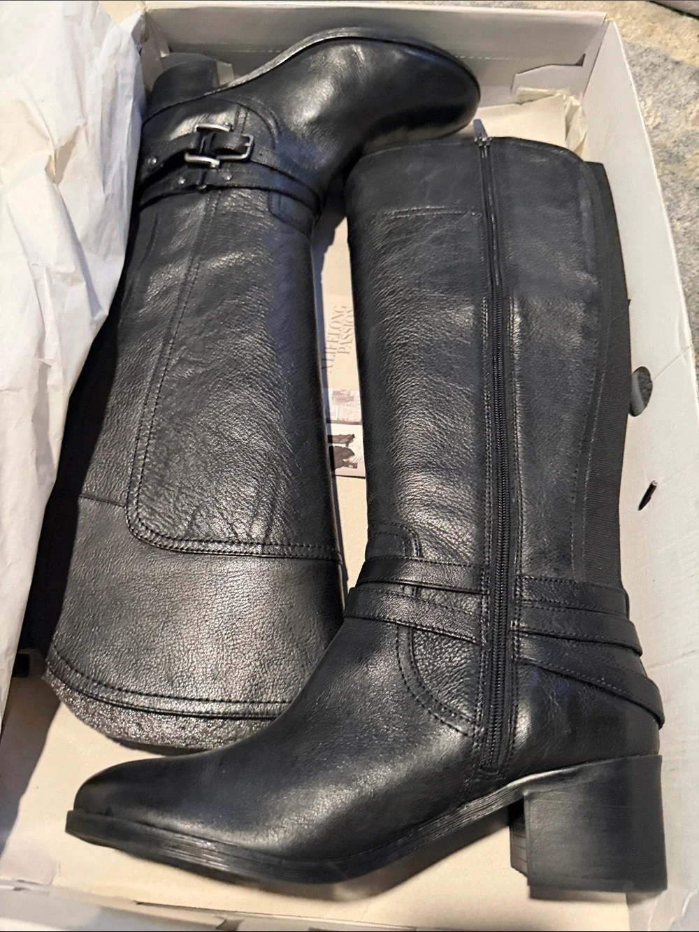 Marc Fisher Tall Black Leather Over-the-Knee Riding Boots
